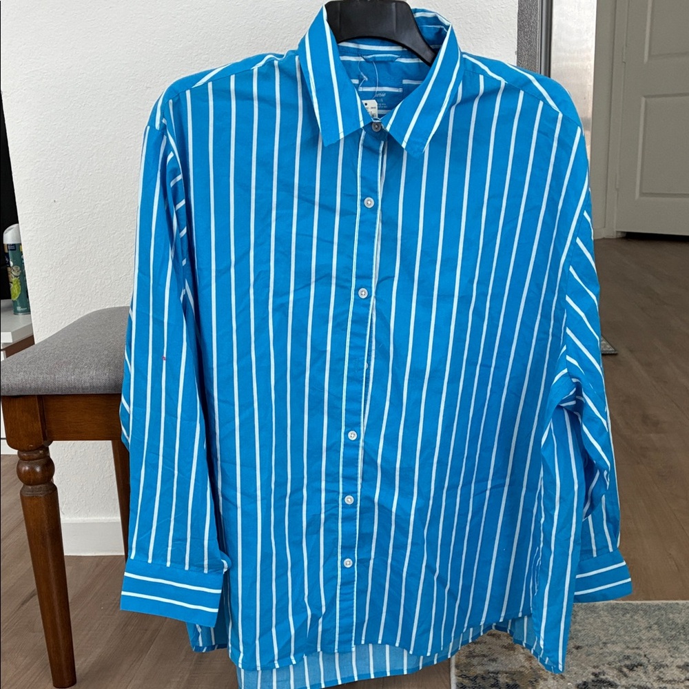 Aerie Striped Loose Button Down Blouse